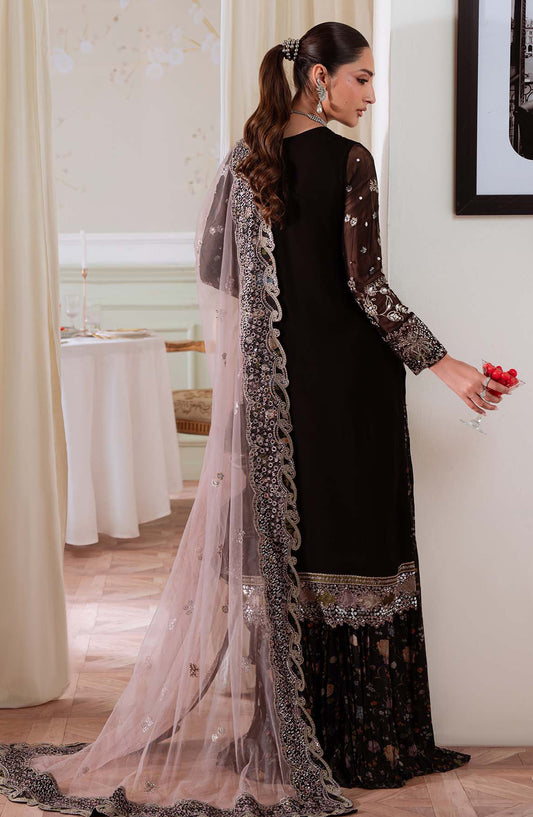 Elanora by Nureh Embroidered Chiffon Unstitched 3 Piece Suit - NEL-83 - NU25ELN - Black - Formals Collection