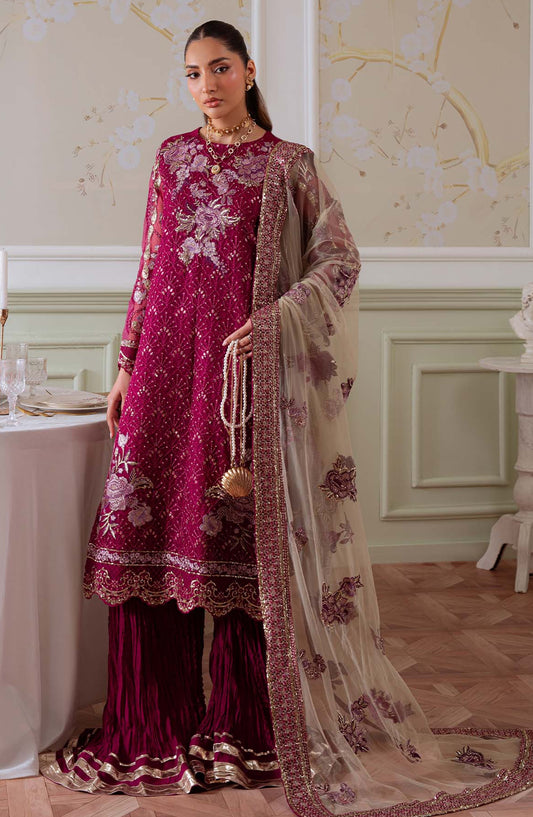 Elanora by Nureh Embroidered Organza Unstitched 3 Piece Suit - NEL-78 - NU25ELN - Pink - Formals Collection