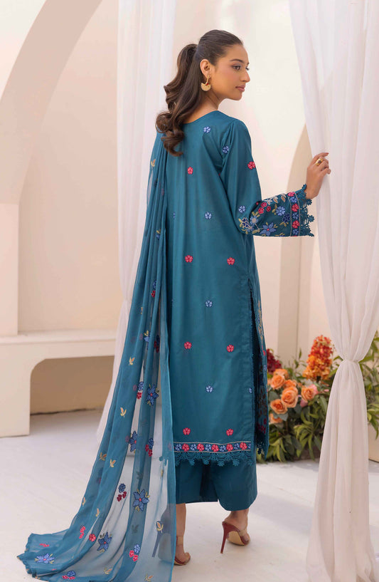 Elegance Khoobsurat by Al Karim Embroidered Lawn Unstitched 3 Piece Suit - KE-112 - AK26EGN - Blue - Summer Collection