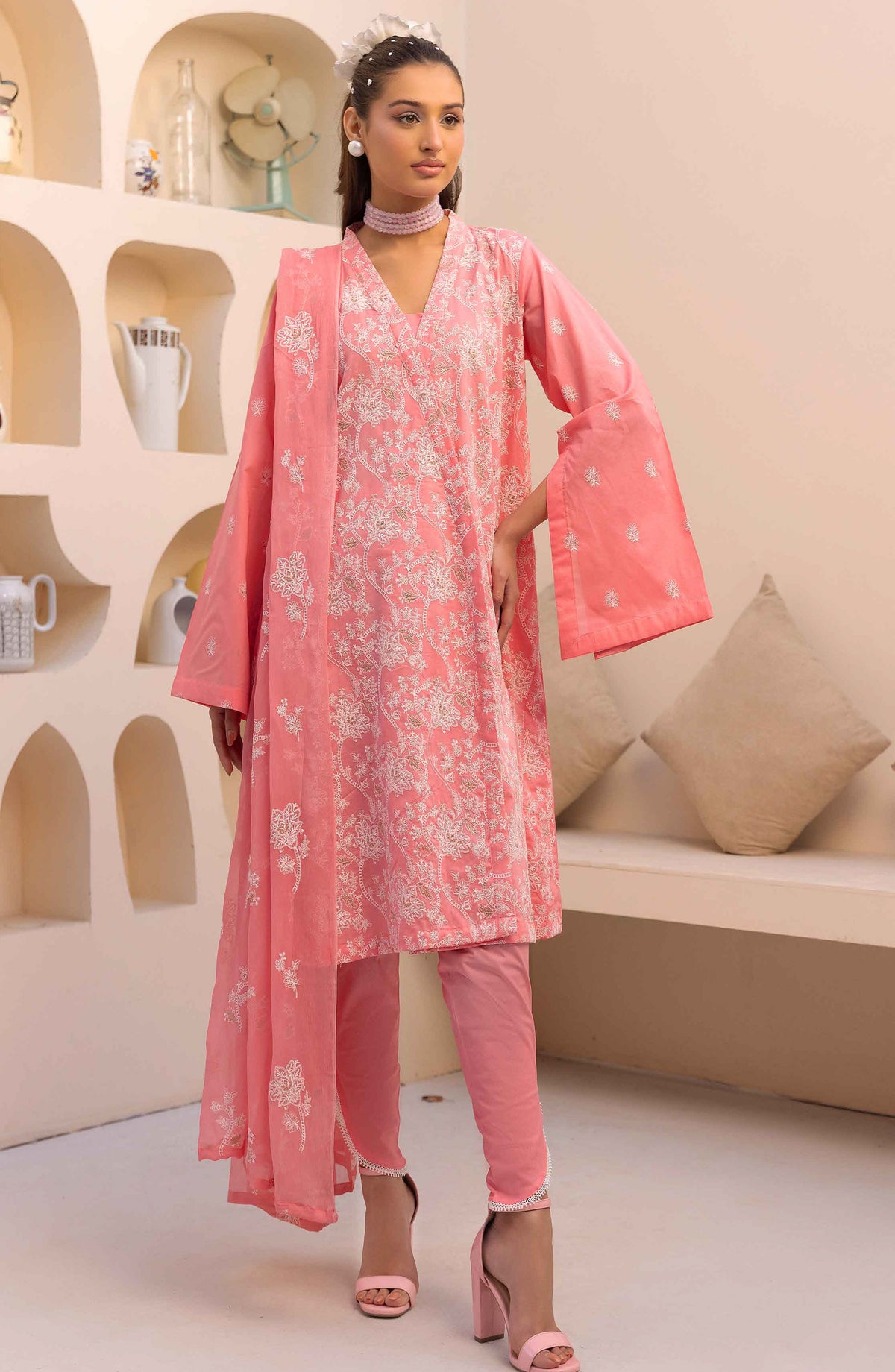 Elegance Khoobsurat by Al Karim Embroidered Lawn Unstitched 3 Piece Suit - KE-111 - AK26EGN - Pink - Summer Collection