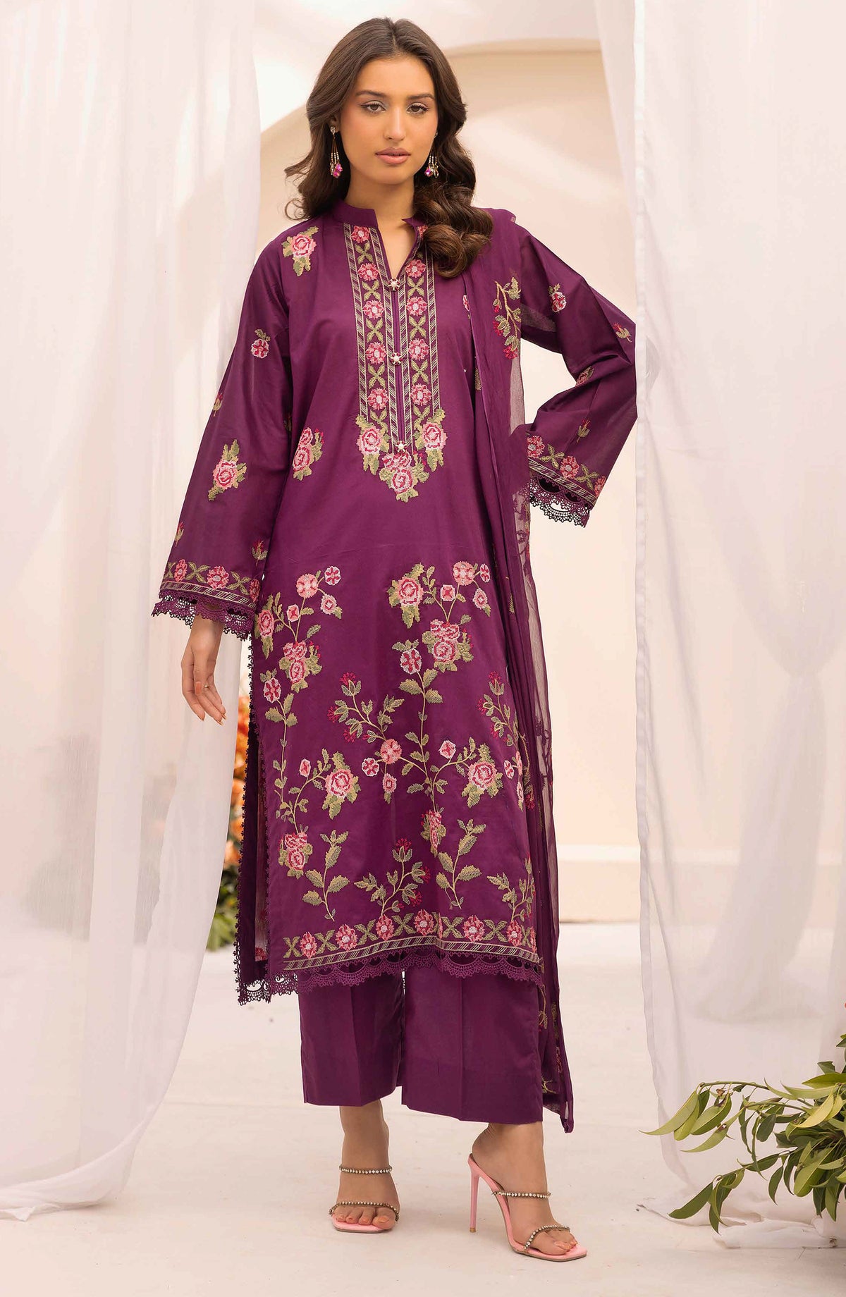 Elegance Khoobsurat by Al Karim Embroidered Lawn Unstitched 3 Piece Suit - KE-110 - AK26EGN - Purple - Summer Collection