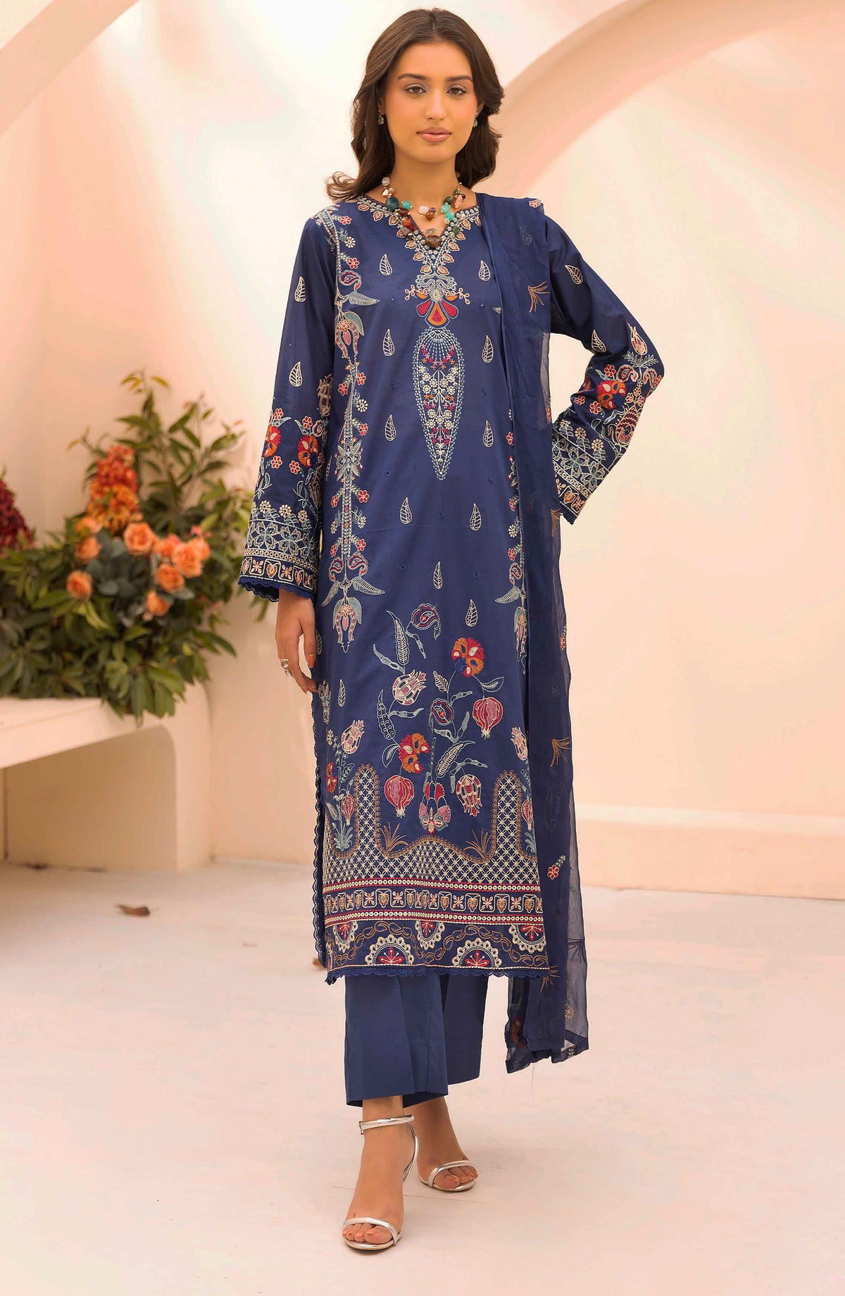 Elegance Khoobsurat by Al Karim Embroidered Lawn Unstitched 3 Piece Suit - KE-108 - AK26EGN - Blue - Summer Collection