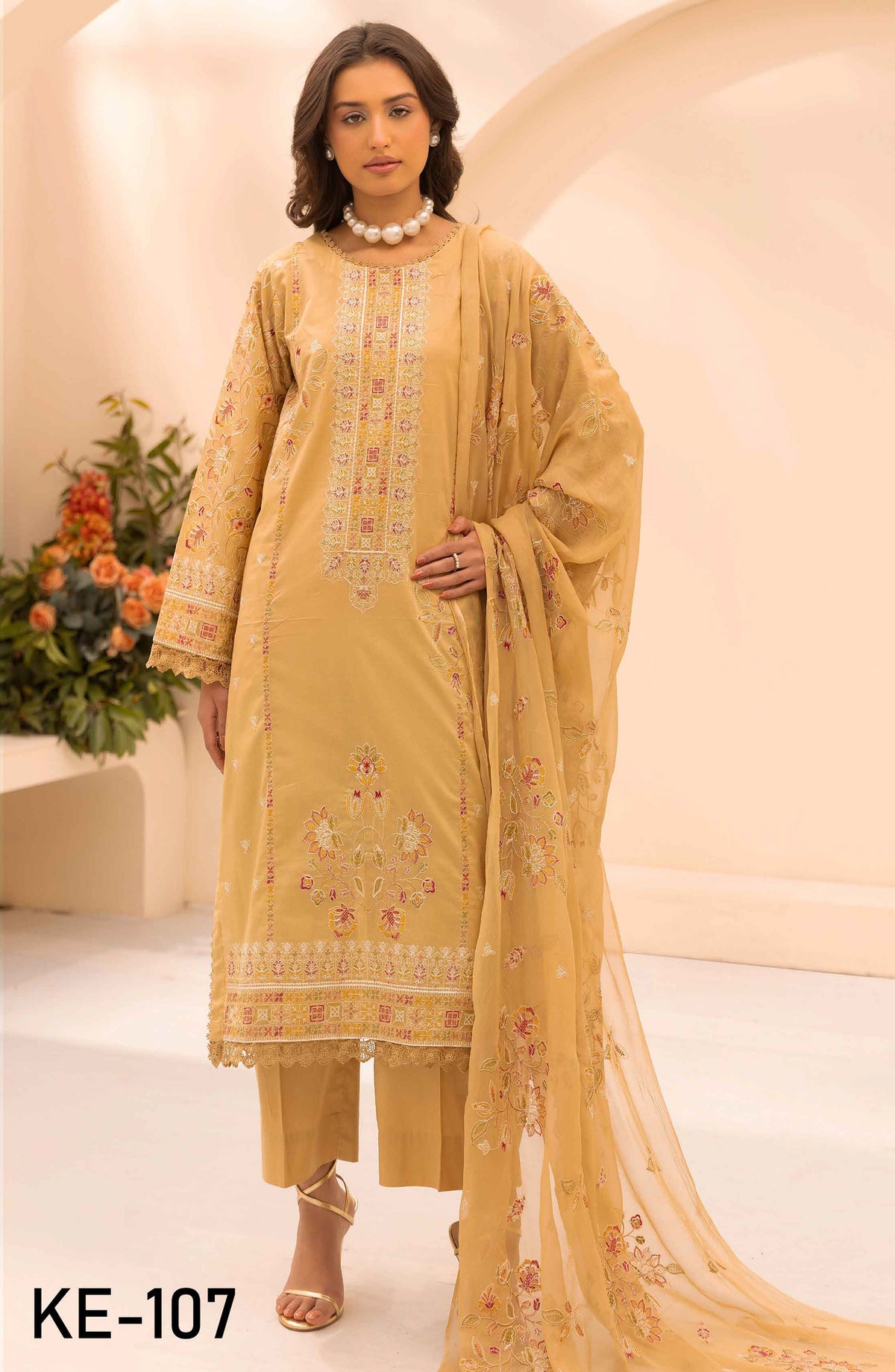 Elegance Khoobsurat by Al Karim Embroidered Lawn Unstitched 3 Piece Suit - KE-107 - AK26EGN - Yellow - Summer Collection