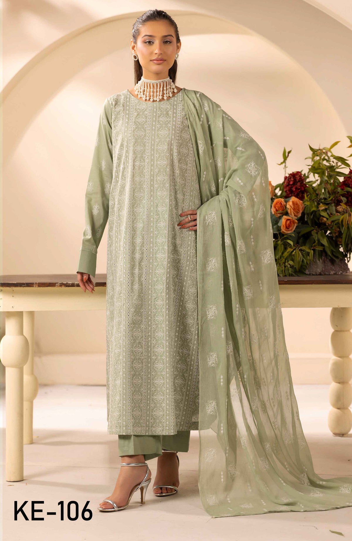 Elegance Khoobsurat by Al Karim Embroidered Lawn Unstitched 3 Piece Suit - KE-106 - AK26EGN - Green - Summer Collection