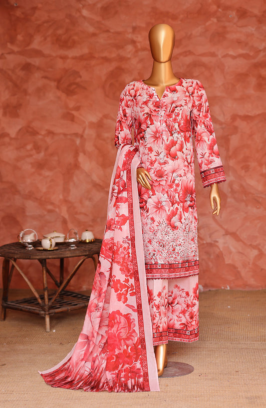 Elegant by HZ Embroidered Lawn Unstitched 3 Piece Suit - ELG-06 - HZ26EGNT - Pink - Summer Collection