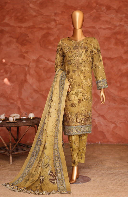 Elegant by HZ Embroidered Lawn Unstitched 3 Piece Suit - ELG-05 - HZ26EGNT - Yellow - Summer Collection