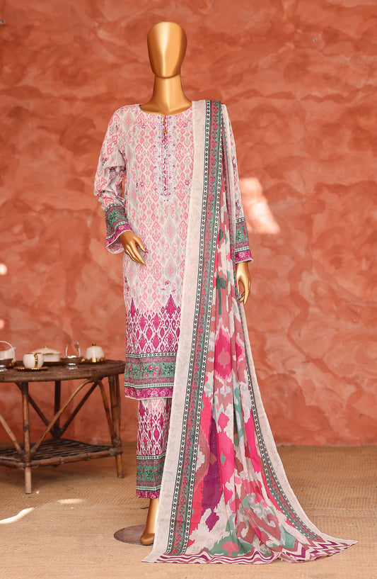 Elegant by HZ Embroidered Lawn Unstitched 3 Piece Suit - ELG-04 - HZ26EGNT - Pink - Summer Collection