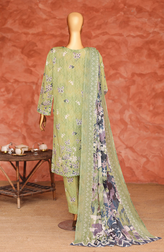 Elegant by HZ Embroidered Lawn Unstitched 3 Piece Suit - ELG-02 - HZ26EGNT - Green - Summer Collection