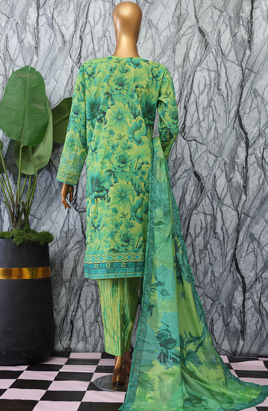 Elegant by HZ Textile Embroidered Lawn Unstitched 3 Piece Suit - EC-1049 - HZ25EGN2 - Green - Summer Collection