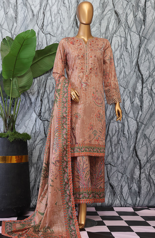 Elegant by HZ Textile Embroidered Lawn Unstitched 3 Piece Suit - EC-1050 - HZ25EGN2 - Pink - Summer Collection