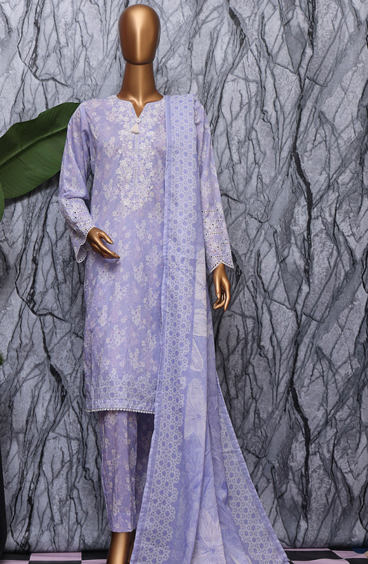 Elegant by HZ Textile Embroidered Lawn Unstitched 3 Piece Suit - EC-1046 - HZ25EGN2 - Purple - Summer Collection