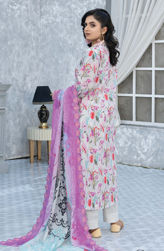 Elegant by Riaz Arts Embroidered Lawn Unstitched 3 Piece Suit - D-10 - RA26LG - Pink - Summer Collection