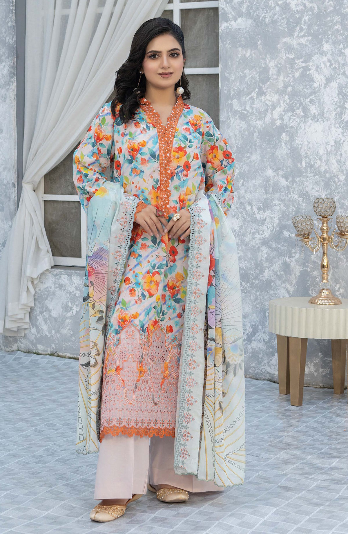 Elegant by Riaz Arts Embroidered Lawn Unstitched 3 Piece Suit - D-07 - RA26LG - Multi - Summer Collection
