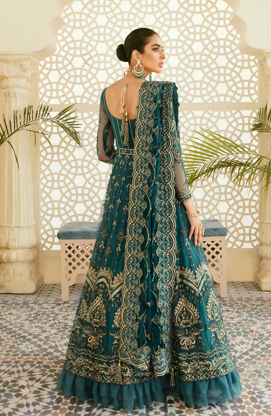 Elinor by Akbar Aslam Luxury Embroidered Net Unstitched 3 Piece Suit - Maleo - AKA25ELN - Green - Festive Collection