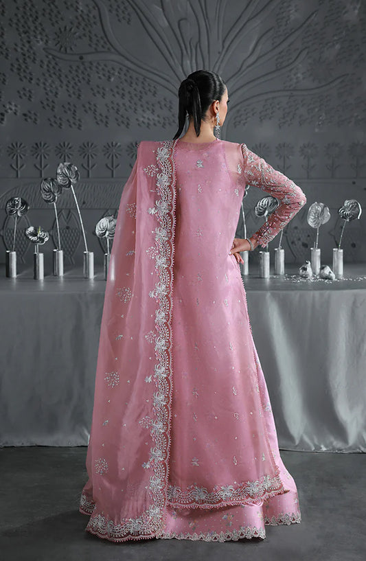 Elirah by Qalamkar Luxury Embroidered Organza Unstitched 3 Piece Suit - MF-07 ROSALYN - QL25ELR - Pink - Formals Collection