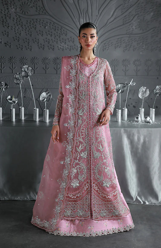 Elirah by Qalamkar Luxury Embroidered Organza Unstitched 3 Piece Suit - MF-07 ROSALYN - QL25ELR - Pink - Formals Collection