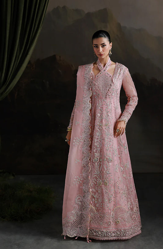 Elirah by Qalamkar Luxury Embroidered Organza Unstitched 3 Piece Suit - MF-03 BLUSH REVERIE - QL25ELR - Pink - Formals Collection