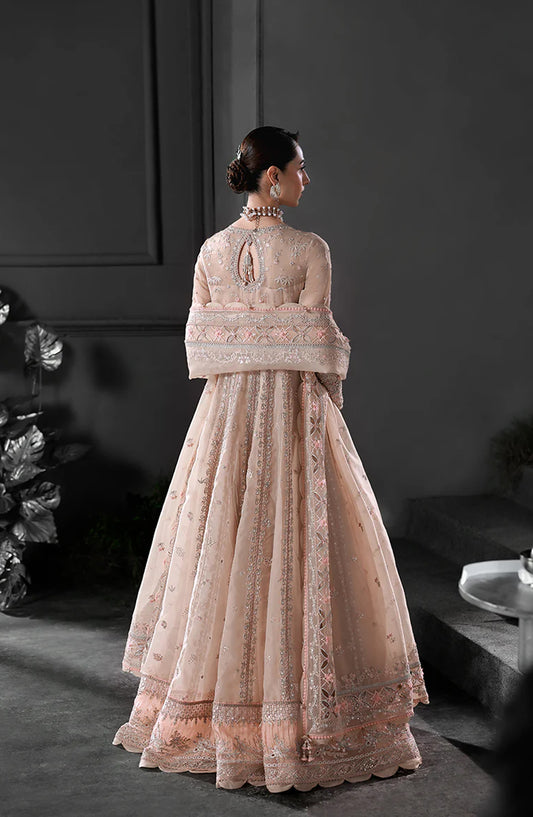 Elirah by Qalamkar Luxury Embroidered Organza Unstitched 3 Piece Suit - MF-01 LUSTRA - QL25ELR - Pink - Formals Collection