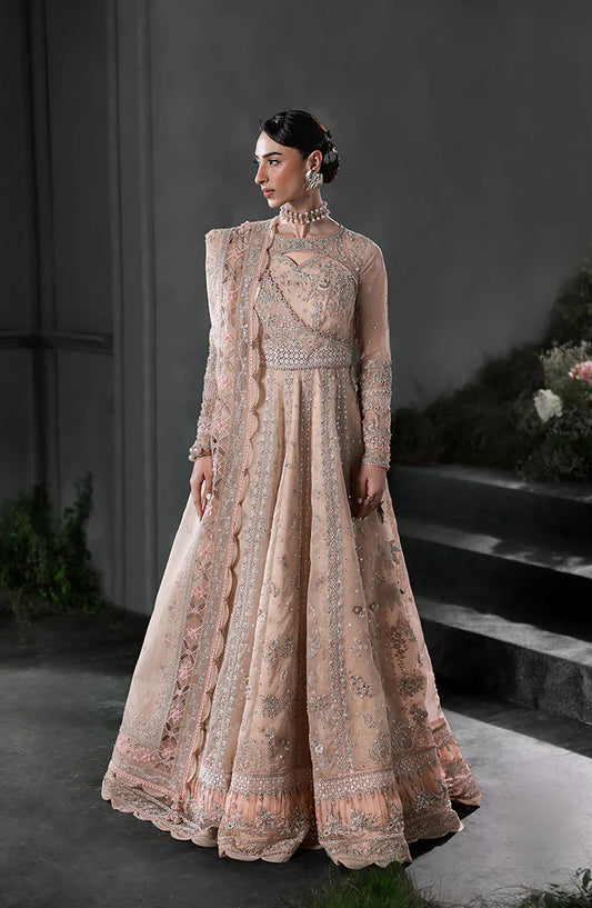 Elirah by Qalamkar Luxury Embroidered Organza Unstitched 3 Piece Suit - MF-01 LUSTRA - QL25ELR - Pink - Formals Collection