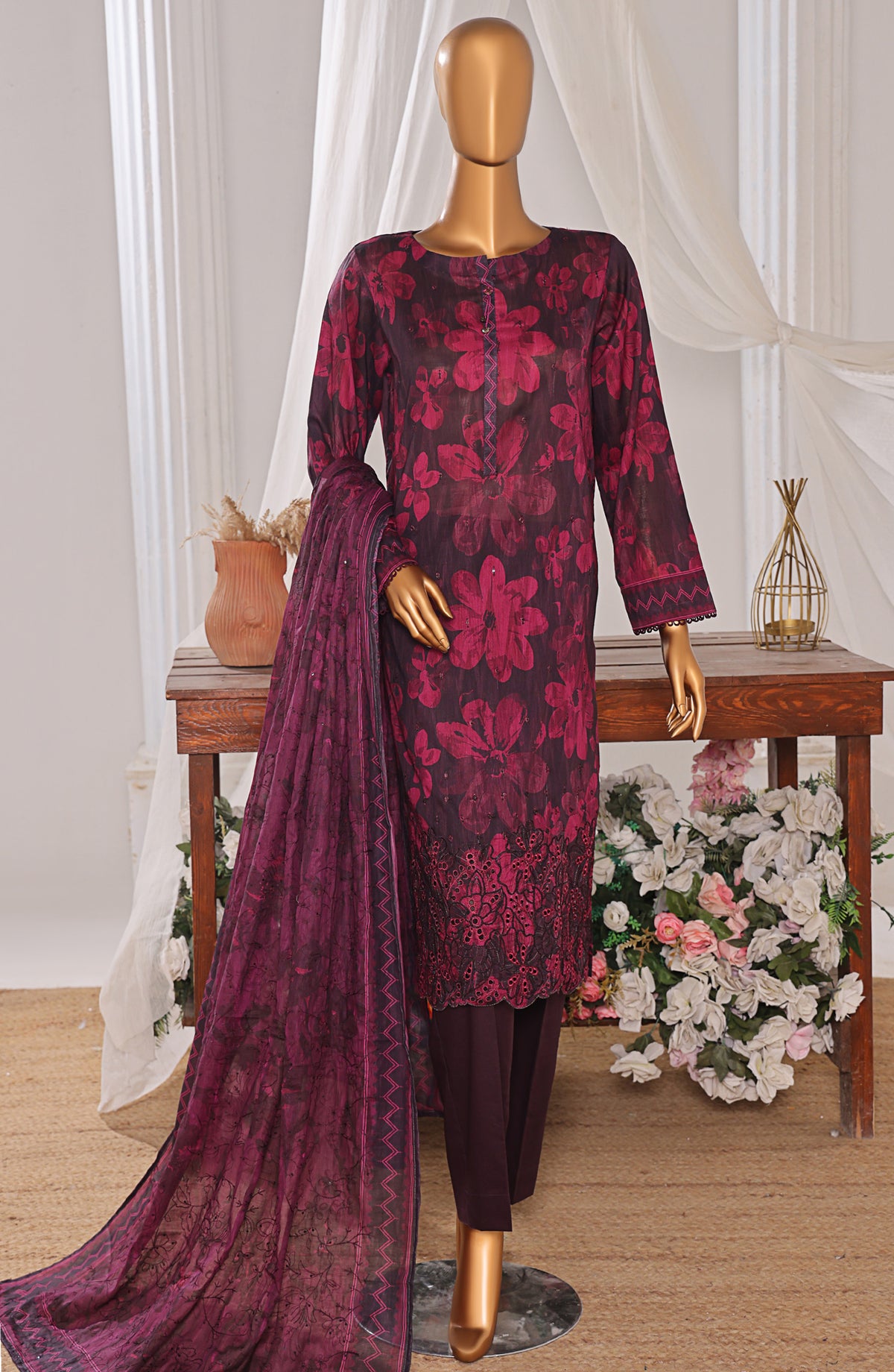 Elite by HZ Textiles Embroidered Lawn Unstitched 3 Piece Suit - ELC-806 - HZ26ELT - Purple - Summer Collection