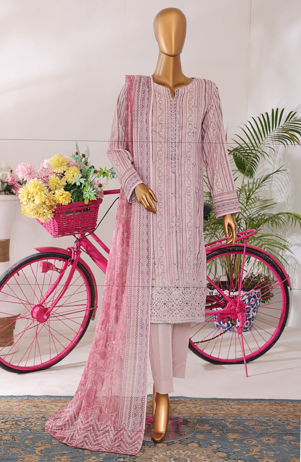 Elite by HZ Textiles Embroidered Lawn Unstitched 3 Piece Suit - ELC-804 - HZ26ELT - Pink - Summer Collection