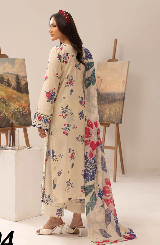 Elma by Riaz Arts Embroidered Lawn Unstitched 3 Piece Suit - D-04 - RA26EL - Fawn - Summer Collection