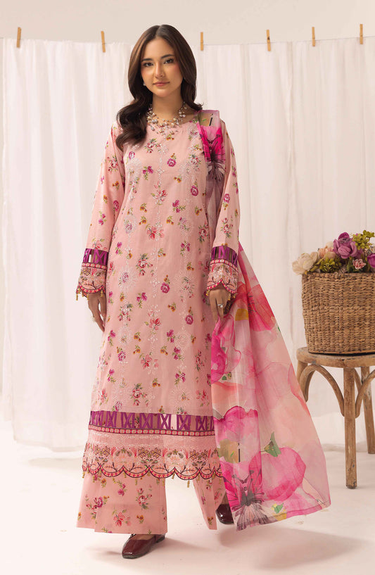 Elma by Riaz Arts Embroidered Lawn Unstitched 3 Piece Suit - D-02 - RA26EL - Pink - Summer Collection