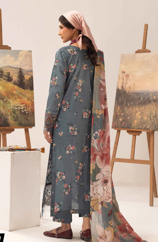 Elma by Riaz Arts Embroidered Lawn Unstitched 3 Piece Suit - D-01 - RA26EL - Blue - Summer Collection