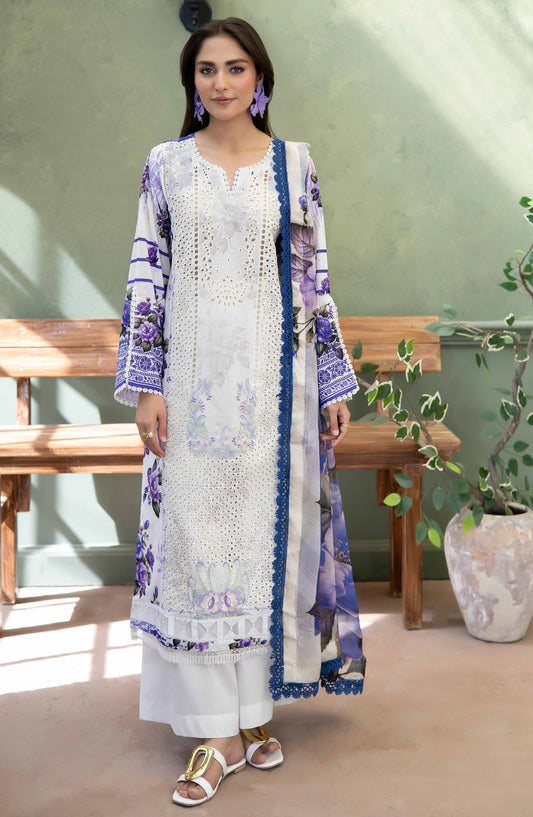 Elowen by Johra Embroidered Lawn Unstitched 3 Piece Suit - JS-639 - JH26ELW - White - Summer Collection