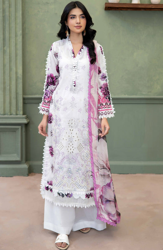 Elowen by Johra Embroidered Lawn Unstitched 3 Piece Suit - JS-634 - JH26ELW - White - Summer Collection