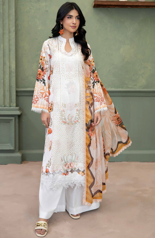 Elowen by Johra Embroidered Lawn Unstitched 3 Piece Suit - JS-632 - JH26ELW - White - Summer Collection
