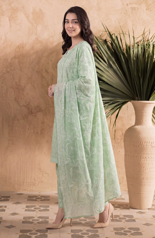 Elvan by Tawakkal Fabrics Printed Lawn Stitched 3 Piece Suit - D-4057 - TF26ELV - Mint - Summer Collection