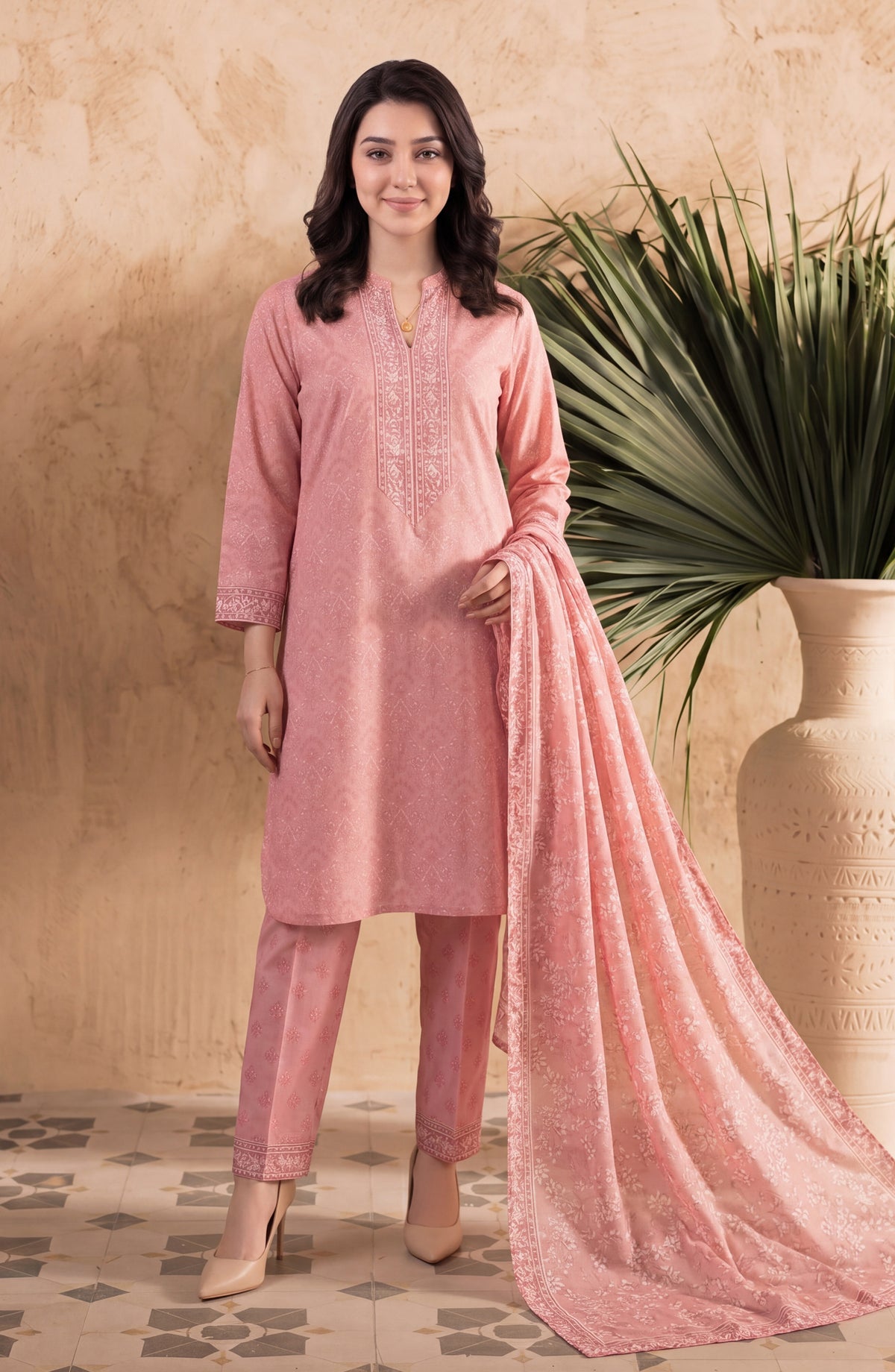 Elvan by Tawakkal Fabrics Printed Lawn Stitched 3 Piece Suit - D-4055 - TF26ELV - Pink - Summer Collection