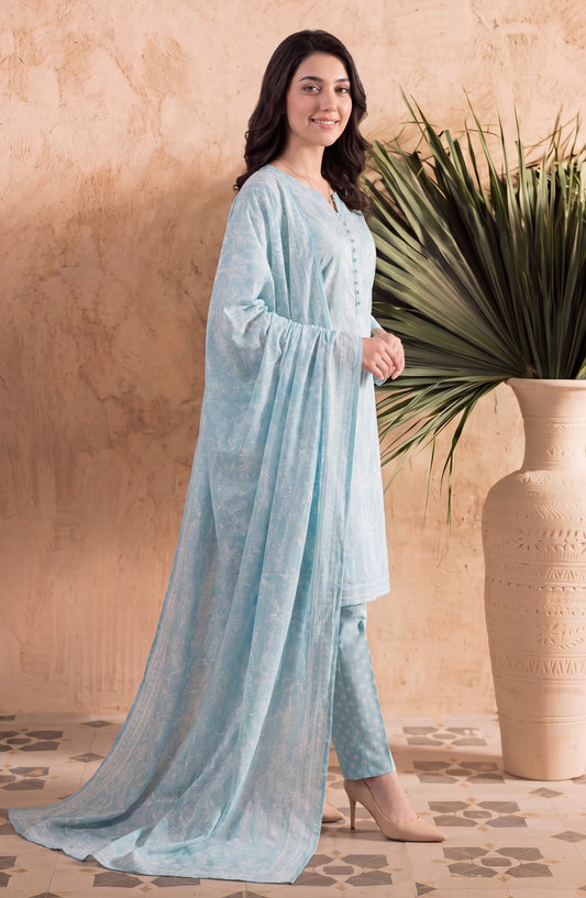 Elvan by Tawakkal Fabrics Printed Lawn Stitched 3 Piece Suit - D-4052 - TF26ELV - Sky Blue - Summer Collection