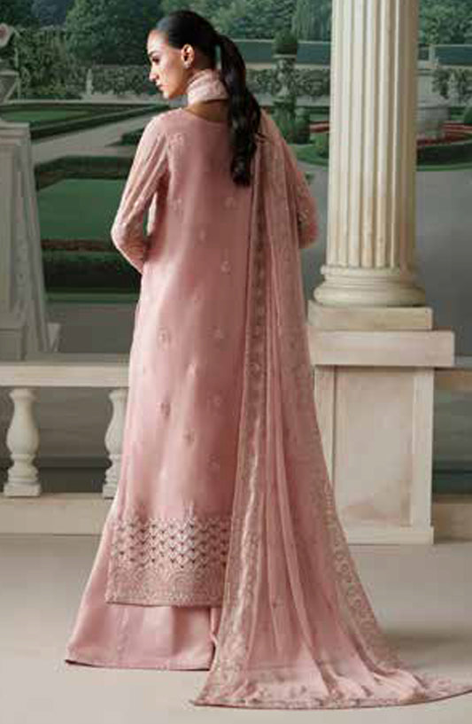 Emaan Adeel Modern Heirloom Embroidered Chiffon Unstitched 3 Piece Suit - D-10 Antique Blush - ED26MH - Pink - Festive Collection