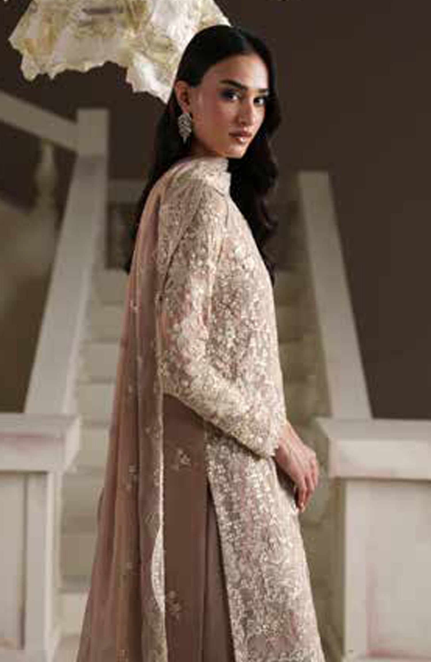 Emaan Adeel Modern Heirloom Embroidered Chiffon Unstitched 3 Piece Suit - D-4 Pearl Reverie - ED26MH - Pink - Festive Collection