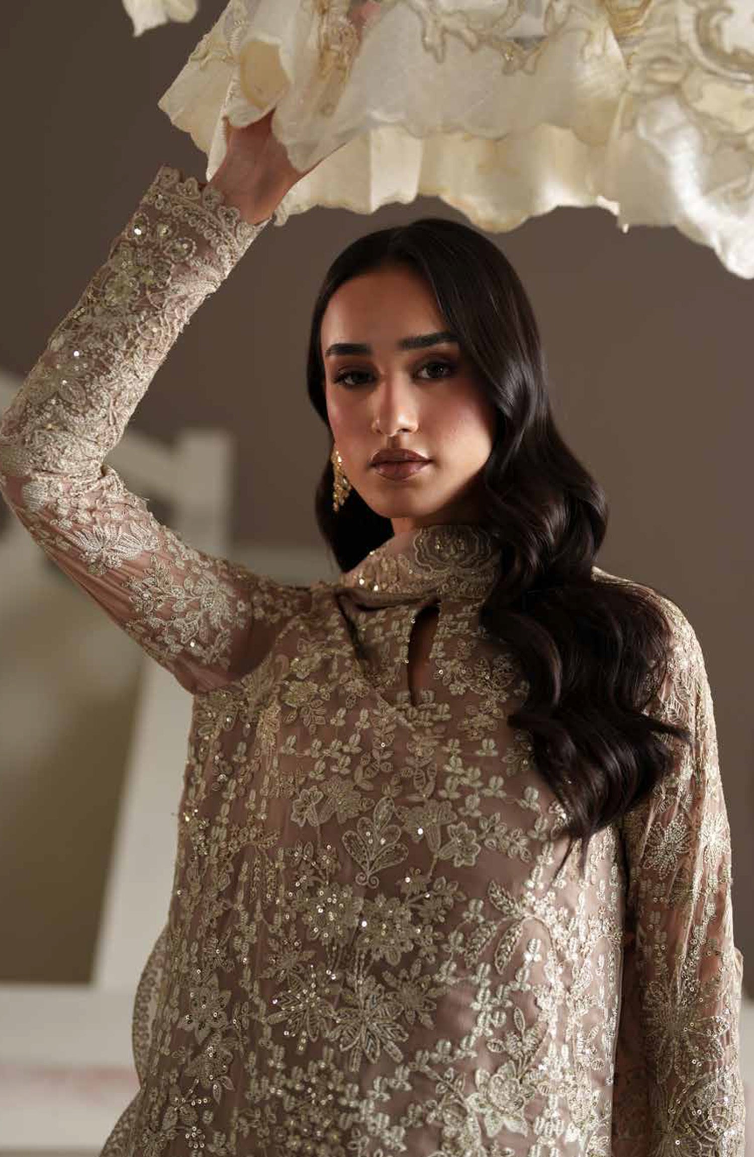 Emaan Adeel Modern Heirloom Embroidered Chiffon Unstitched 3 Piece Suit - D-4 Pearl Reverie - ED26MH - Pink - Festive Collection