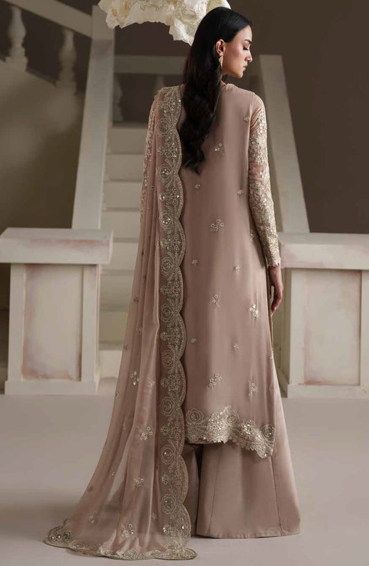 Emaan Adeel Modern Heirloom Embroidered Chiffon Unstitched 3 Piece Suit - D-4 Pearl Reverie - ED26MH - Pink - Festive Collection