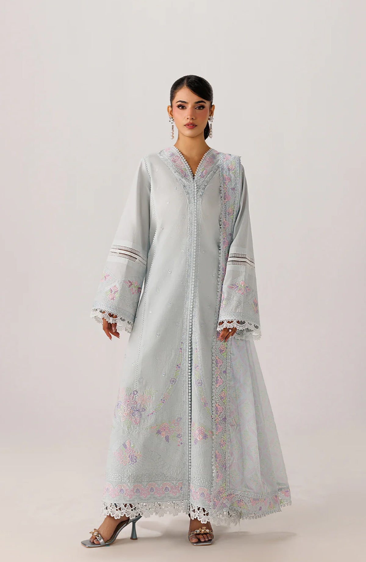 Emaan Adeel Beyond Basics Embroidered Lawn Stitched 3 Piece Suit - CORELLE - ED26BNB - Blue - Festive Collection