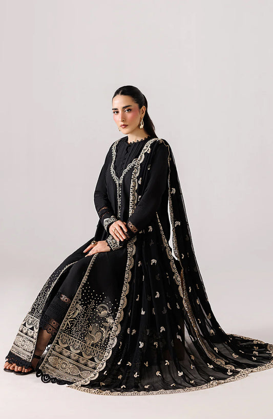 Emaan Adeel Beyond Basics Embroidered Lawn Stitched 3 Piece Suit - ELEVE - ED26BNB - Black - Festive Collection