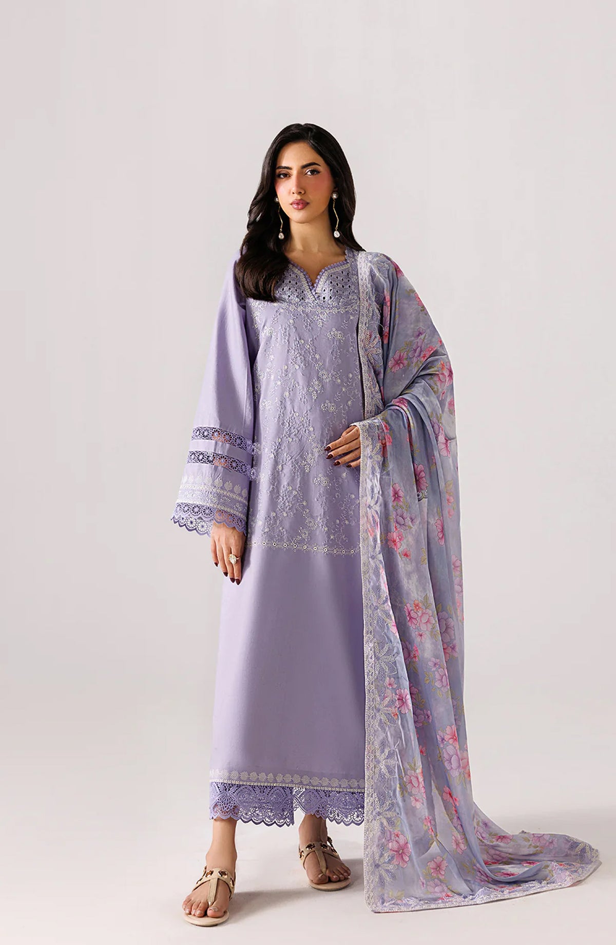 Emaan Adeel Beyond Basics Embroidered Lawn Stitched 3 Piece Suit - QUITE LUXE - ED26BNB - Purple - Festive Collection