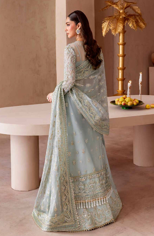 Emaan Adeel Clay and Couture Embroidered Organza Unstitched 3 Piece Suit - NUVRA - ED25CC - Blue - Wedding Collection