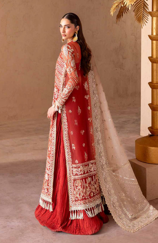 Emaan Adeel Clay and Couture Embroidered Organza Unstitched 3 Piece Suit - SOLIN - ED25CC - Red - Wedding Collection
