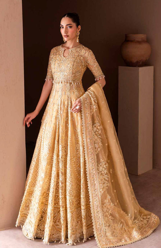 Emaan Adeel Clay and Couture Embroidered Organza Unstitched 3 Piece Suit - SEREN - ED25CC - Yellow - Wedding Collection