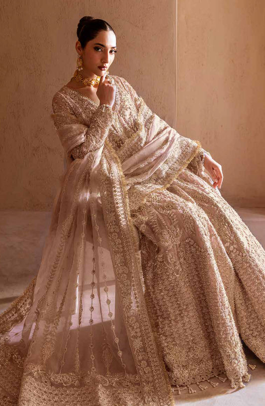 Emaan Adeel Clay and Couture Embroidered Organza Unstitched 3 Piece Suit - CELESTIAL - ED25CC - Pink - Wedding Collection