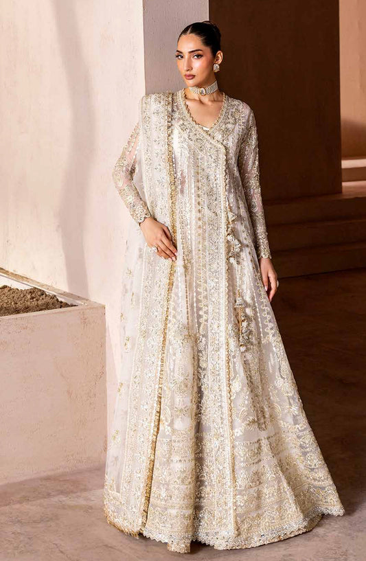 white organza dress pakistani Ivory White Organza Intricate Embroidered Straight Cut Classic Formal Wear