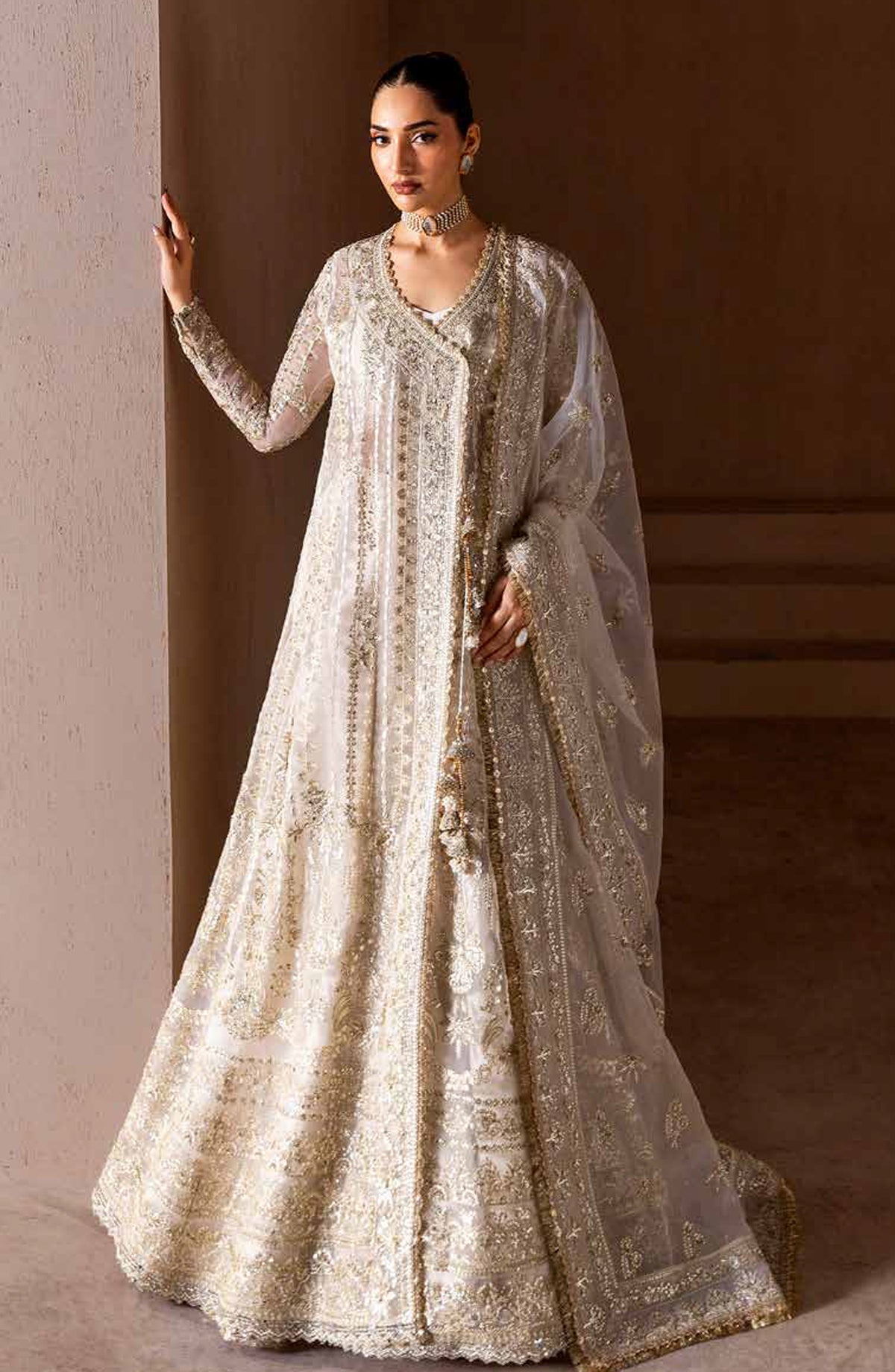 Emaan Adeel Clay and Couture Embroidered Organza Unstitched 3 Piece Suit - AUREA - ED25CC - White - Wedding Collection