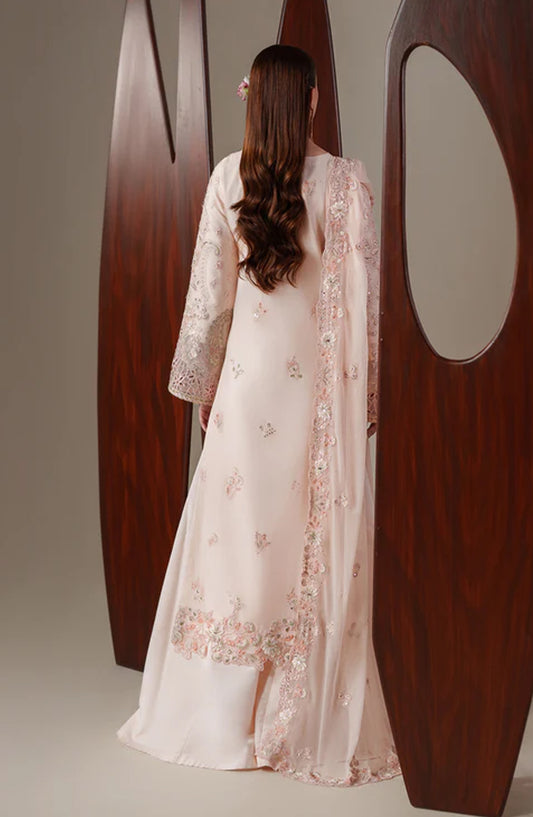 Emaan Adeel Nouvelle Embroidered Chiffon Unstitched 3 Piece Suit - 06 Lumi - ED26NV - Pink - Luxury Collection