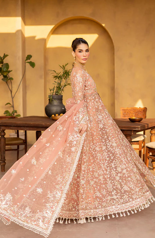 Emaan Adeel Regalia Luxury Formals Embroidered Organza Unstitched 3 Piece Suit - ED25RGLF - MISTRAL - Orange - Festive Collection