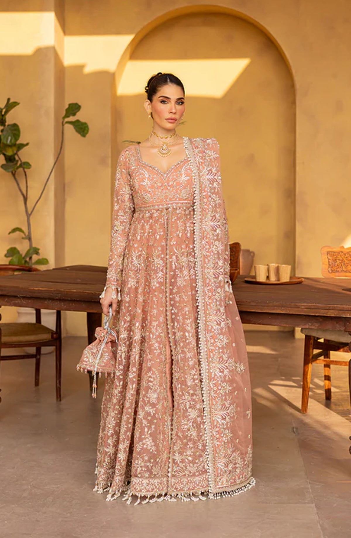 Emaan Adeel Regalia Luxury Formals Embroidered Organza Unstitched 3 Piece Suit - ED25RGLF - MISTRAL - Orange - Festive Collection